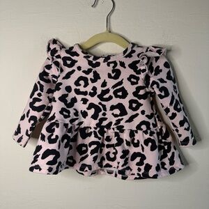 Tucker + Tate Leopard Print Long Sleeve Ruffle Top Sweatshirt Size 9m